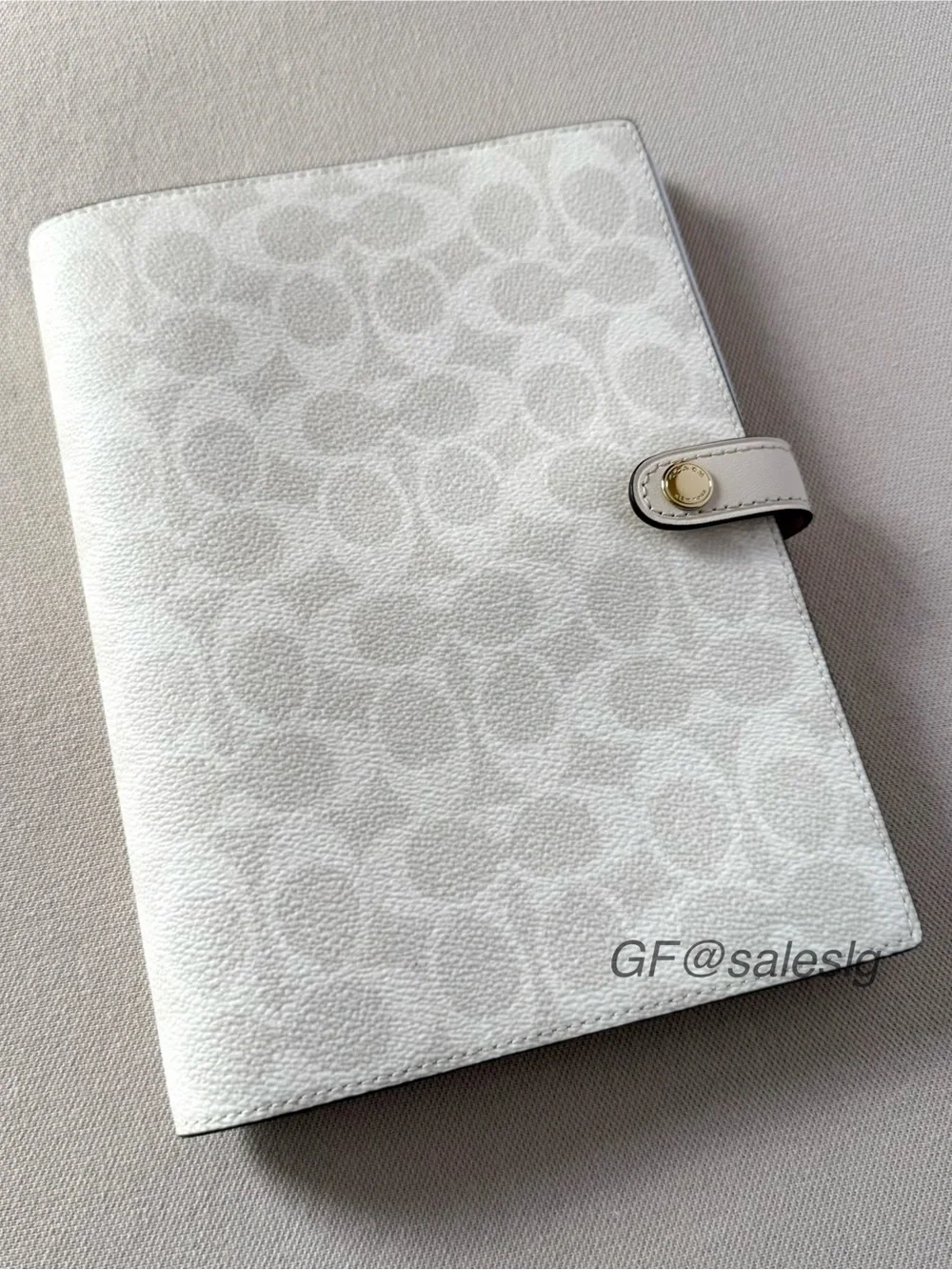 NWT Coach Notebook In Signature Canvas Gold/White/Chalk
